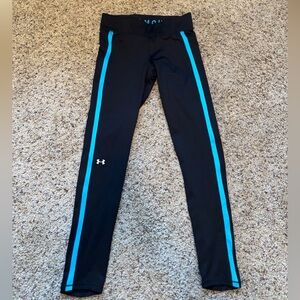 Under Armour Black Leggings with Blue Stripes